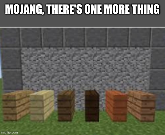 We got the Cave Update, but, we still need sideways slabs | MOJANG, THERE'S ONE MORE THING | image tagged in minecraft,mojang | made w/ Imgflip meme maker