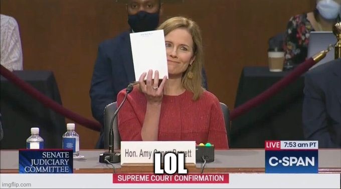 Amy Coney Barrett | LOL | image tagged in god,judgement,2020 elections | made w/ Imgflip meme maker