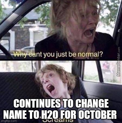 Yassssssss, it's me caticorn746 btw! | CONTINUES TO CHANGE NAME TO H2O FOR OCTOBER | image tagged in why can't you just be normal | made w/ Imgflip meme maker