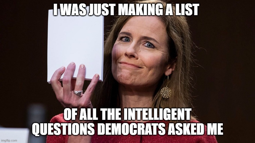 ACB list | I WAS JUST MAKING A LIST; OF ALL THE INTELLIGENT QUESTIONS DEMOCRATS ASKED ME | image tagged in acb lying liberals | made w/ Imgflip meme maker