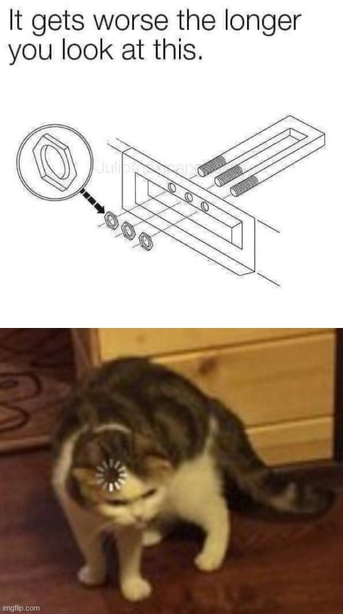 image tagged in loading cat,memes,ikea,it gets worse the longer you look at it | made w/ Imgflip meme maker