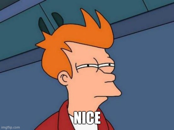 Futurama Fry Meme | NICE | image tagged in memes,futurama fry | made w/ Imgflip meme maker
