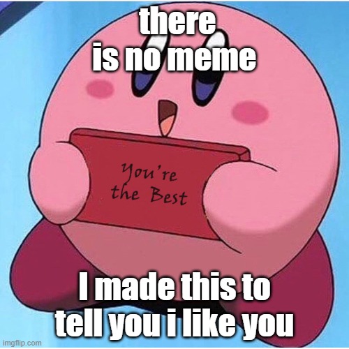 Wholesome Meme | there is no meme; I made this to tell you i like you | image tagged in wholesome meme | made w/ Imgflip meme maker