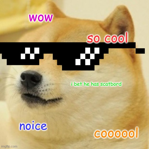 cool doge | wow; so cool; i bet he has scatbord; noice; coooool | image tagged in memes,doge,mlg | made w/ Imgflip meme maker