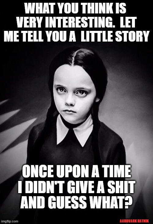 Once upon a time | AND GUESS WHAT? | image tagged in funny memes,wednesday addams,feelings | made w/ Imgflip meme maker