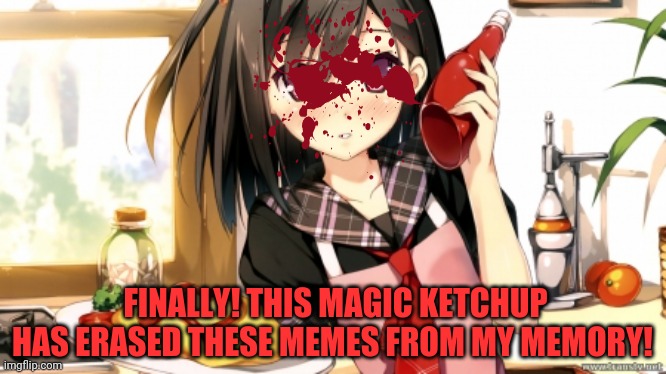 FINALLY! THIS MAGIC KETCHUP HAS ERASED THESE MEMES FROM MY MEMORY! | made w/ Imgflip meme maker