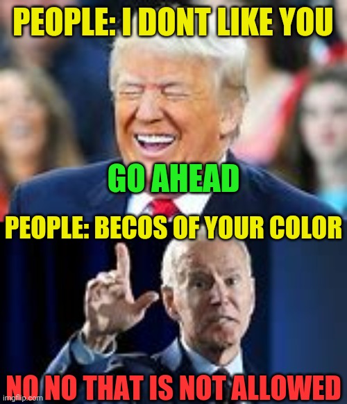 racism is just a tag and is nonsense | PEOPLE: I DONT LIKE YOU; GO AHEAD; PEOPLE: BECOS OF YOUR COLOR; NO NO THAT IS NOT ALLOWED | image tagged in tag,racism,racist,protests,nonsense,color | made w/ Imgflip meme maker