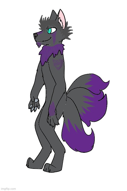 Here be my fursona, they don't really have a name yet. Oh and their non-binary like me. So yeah... Their a wolf kitsune hybrid. | made w/ Imgflip meme maker