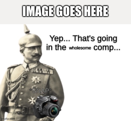 Wilhelm adds to his wholesome comp | IMAGE GOES HERE | image tagged in wilhelm adds to his wholesome comp | made w/ Imgflip meme maker