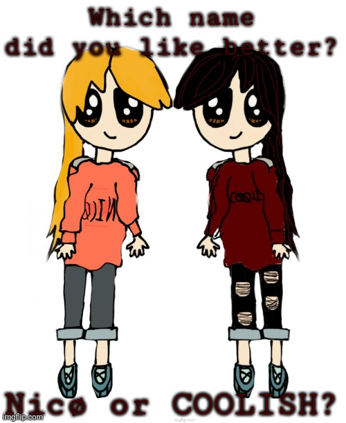Which name did you like better? Nicø or COOLISH? | image tagged in nic transparent | made w/ Imgflip meme maker