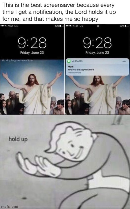 Hold up my lord | image tagged in fallout hold up | made w/ Imgflip meme maker