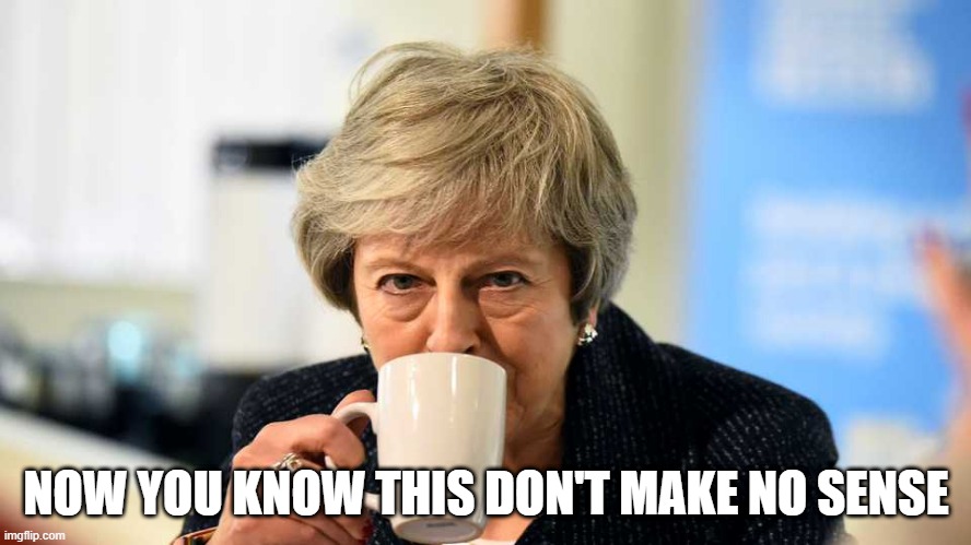 Theresa May Sips Tea | NOW YOU KNOW THIS DON'T MAKE NO SENSE | image tagged in theresa may sips tea | made w/ Imgflip meme maker