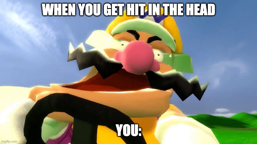 When you get hit in the head | WHEN YOU GET HIT IN THE HEAD; YOU: | image tagged in wario derp,memes,wario | made w/ Imgflip meme maker