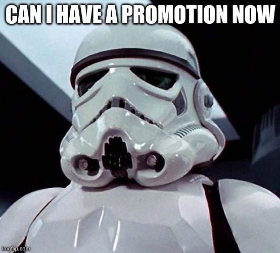 Stormtrooper | CAN I HAVE A PROMOTION NOW | image tagged in stormtrooper | made w/ Imgflip meme maker