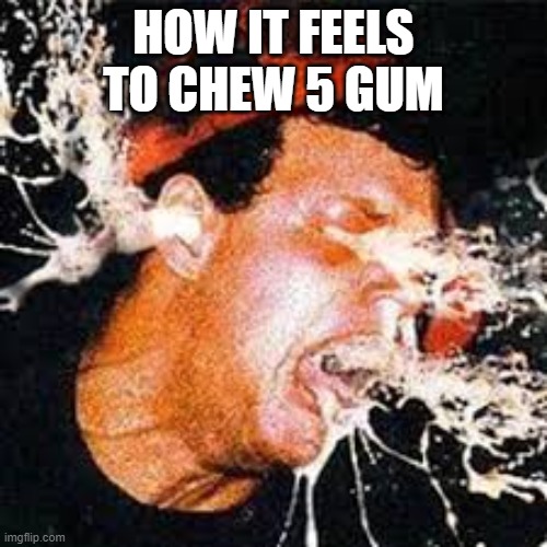 lol | HOW IT FEELS TO CHEW 5 GUM | image tagged in meme | made w/ Imgflip meme maker