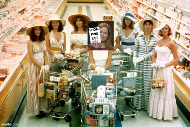 Stepford wives | SHOP-
PING
LIST | image tagged in stepford wives,tradition,sexism,catholicism,supreme court,holiday shopping | made w/ Imgflip meme maker