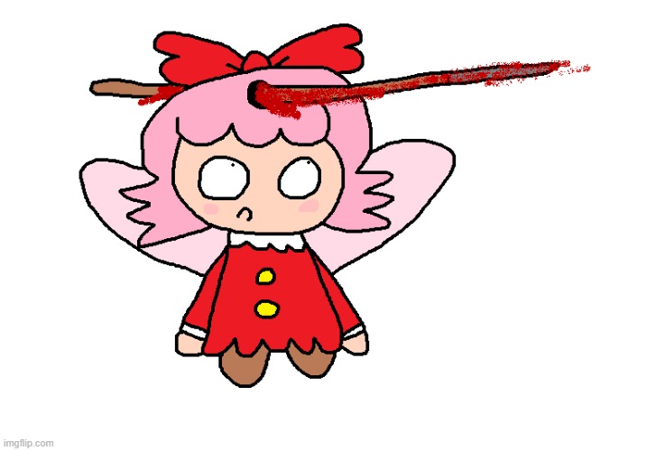 Ribbon Has A Spear Through Her Head | image tagged in kirby,gore,blood,funny,cute,artwork | made w/ Imgflip meme maker