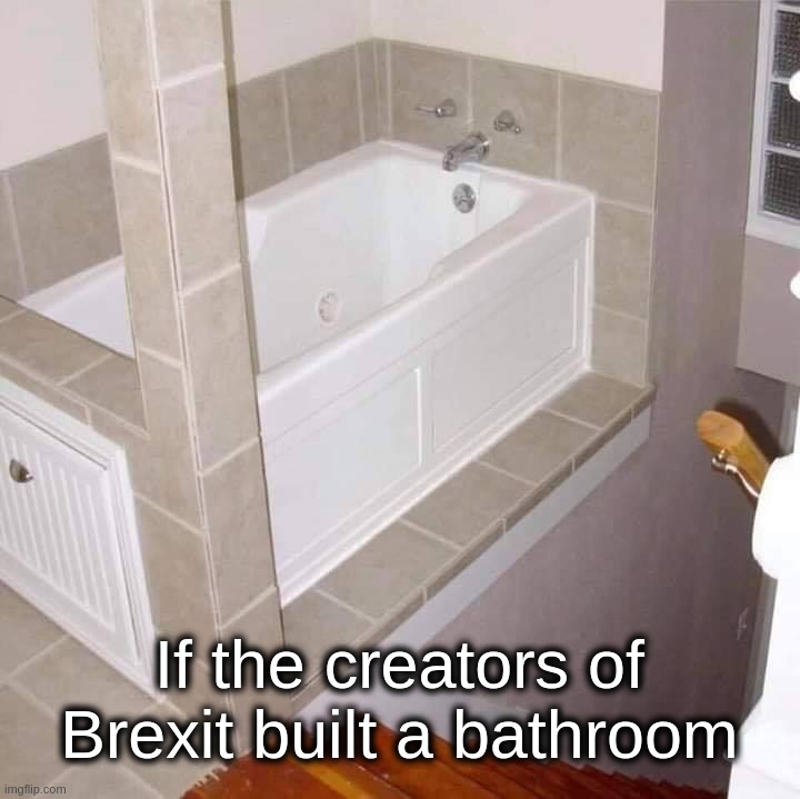 If the creators of Brexit built a bathroom | If the creators of Brexit built a bathroom | image tagged in brexit,bathroom,stairwell,stairs,fall,ledge | made w/ Imgflip meme maker