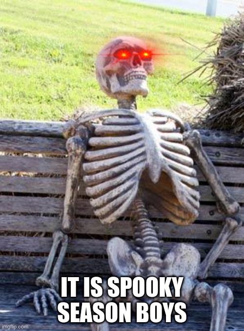 Waiting Skeleton | IT IS SPOOKY SEASON BOYS | image tagged in memes,waiting skeleton | made w/ Imgflip meme maker