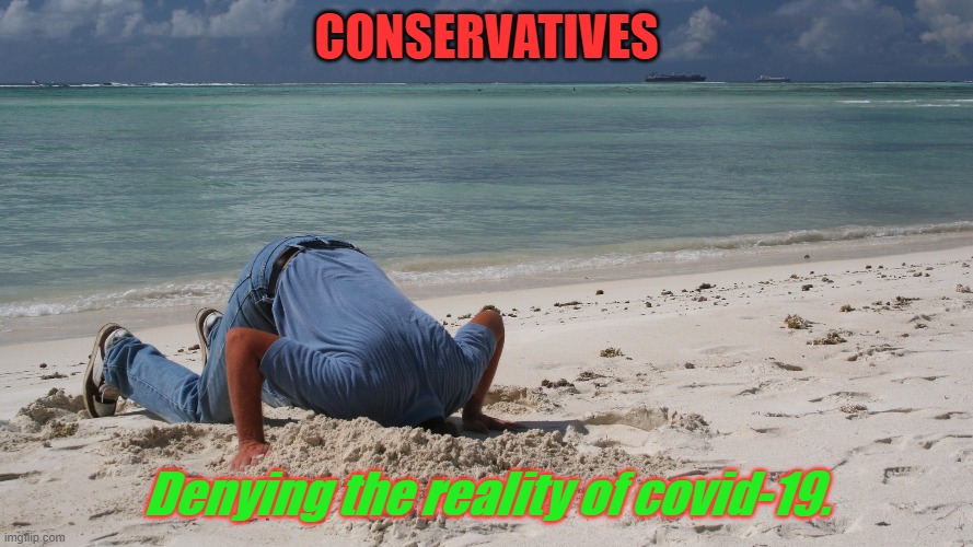 Conservative denial in action. | CONSERVATIVES; Denying the reality of covid-19. | image tagged in politics lol | made w/ Imgflip meme maker