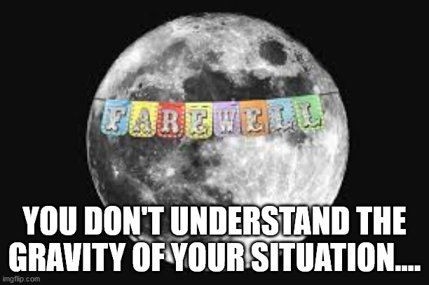 YOU DON'T UNDERSTAND THE GRAVITY OF YOUR SITUATION.... | image tagged in moon | made w/ Imgflip meme maker