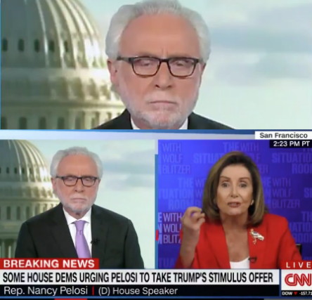High Quality Wolf Blitzer berated by crazy Pelosi Blank Meme Template