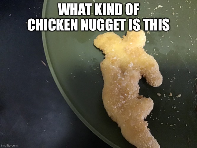 ... | WHAT KIND OF CHICKEN NUGGET IS THIS | image tagged in what,in,the,hell | made w/ Imgflip meme maker