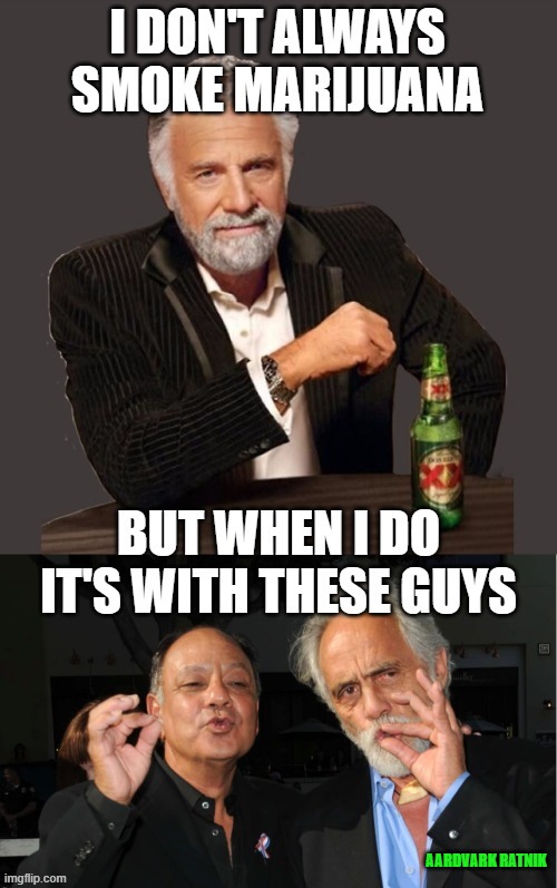 I don't always smoke it | AARDVARK RATNIK | image tagged in funny memes,dos equis,marijuana,cheech and chong | made w/ Imgflip meme maker