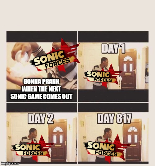 Oh god, it's taking FOREVER | GONNA PRANK WHEN THE NEXT SONIC GAME COMES OUT | image tagged in gonna prank x when he/she gets home,sonic the hedgehog | made w/ Imgflip meme maker