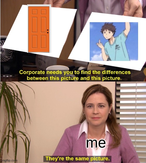 oikawa and door | me | image tagged in memes,they're the same picture | made w/ Imgflip meme maker