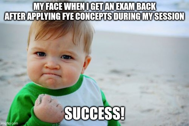 Success Kid Original Meme | MY FACE WHEN I GET AN EXAM BACK AFTER APPLYING FYE CONCEPTS DURING MY SESSION; SUCCESS! | image tagged in memes,success kid original | made w/ Imgflip meme maker