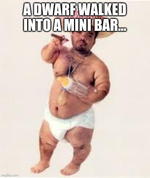 mexican dwarf | A DWARF WALKED INTO A MINI BAR... | image tagged in mexican dwarf | made w/ Imgflip meme maker