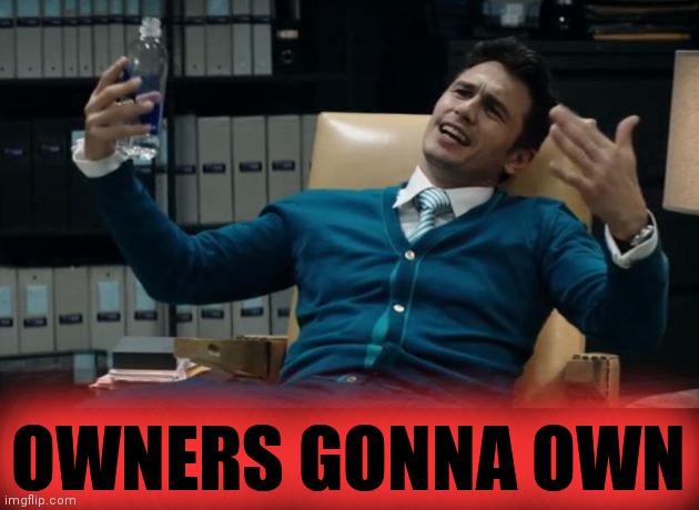 The Interview James Franco | OWNERS GONNA OWN | image tagged in the interview james franco | made w/ Imgflip meme maker