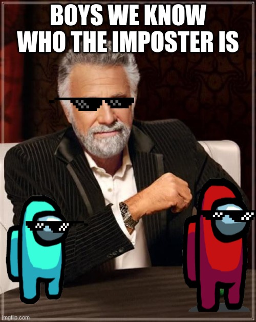 The Most Interesting Man In The World | BOYS WE KNOW WHO THE IMPOSTER IS | image tagged in memes,the most interesting man in the world | made w/ Imgflip meme maker