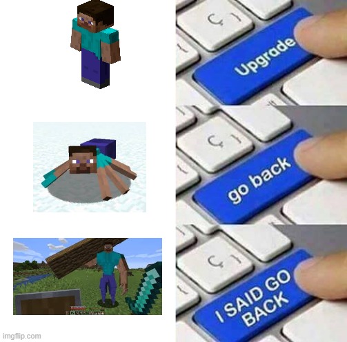 Steve has evolved | image tagged in i said go back | made w/ Imgflip meme maker