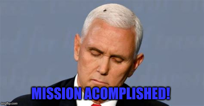 Pence mission accomplished! | MISSION ACOMPLISHED! | image tagged in mike pence | made w/ Imgflip meme maker