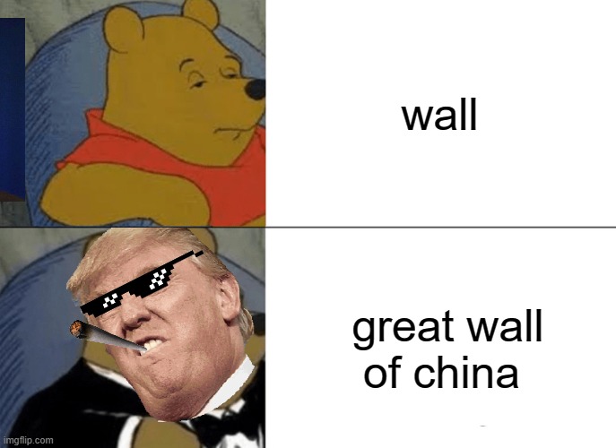 Wall | wall; great wall of china | image tagged in memes,tuxedo winnie the pooh | made w/ Imgflip meme maker