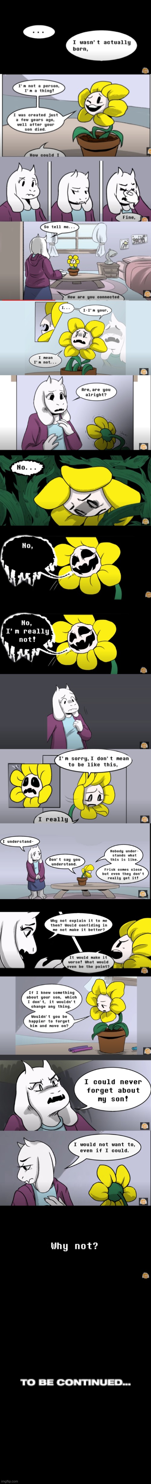 Part 2 of the comic | image tagged in flowey,toriel | made w/ Imgflip meme maker