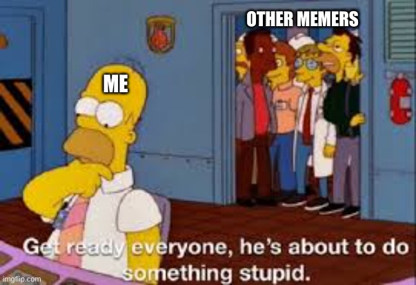 i might do something stupid | OTHER MEMERS; ME | image tagged in funny memes | made w/ Imgflip meme maker