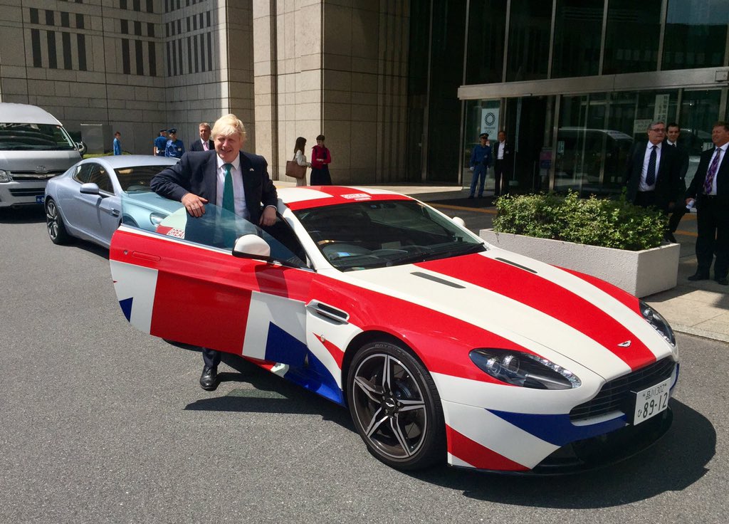 High Quality Boris Johnson Union Jack Aston Martin Car Blank Meme Template