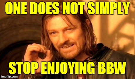 ONE DOES NOT SIMPLY STOP ENJOYING BBW | image tagged in memes,one does not simply | made w/ Imgflip meme maker