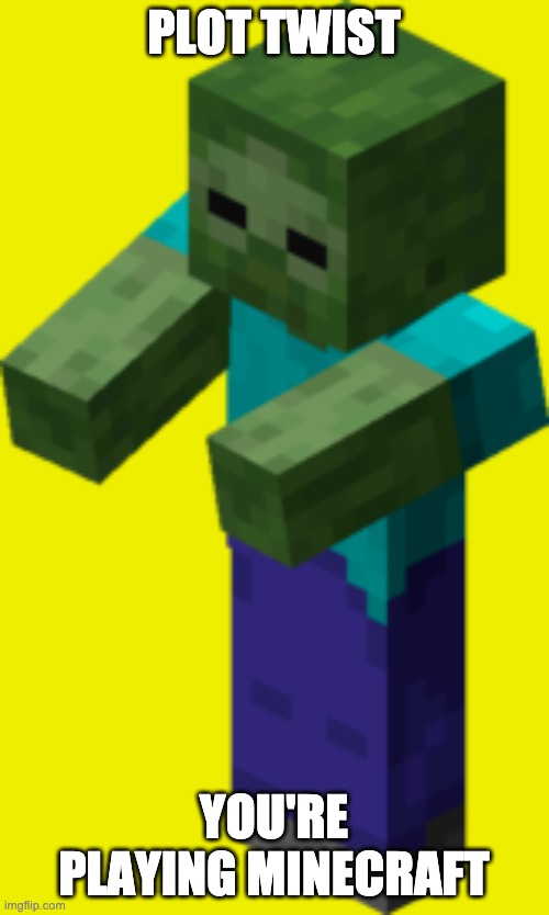 Minecraft Zombie | PLOT TWIST YOU'RE PLAYING MINECRAFT | image tagged in minecraft zombie | made w/ Imgflip meme maker