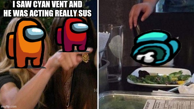 Angry lady cat | I SAW CYAN VENT AND HE WAS ACTING REALLY SUS | image tagged in angry lady cat | made w/ Imgflip meme maker