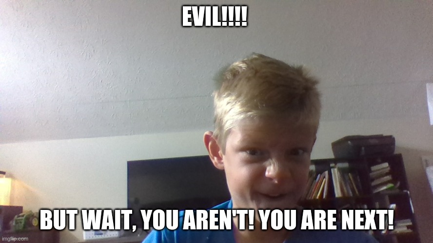 Evil me!!!!!!!!!!!!! | EVIL!!!! BUT WAIT, YOU AREN'T! YOU ARE NEXT! | image tagged in evil me | made w/ Imgflip meme maker