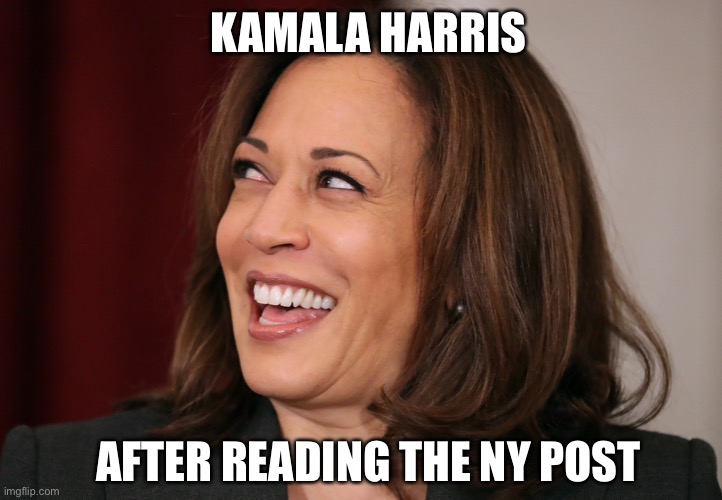 Buh-bye Joe | KAMALA HARRIS; AFTER READING THE NY POST | image tagged in kamala harris,joe biden,campaign,scandal | made w/ Imgflip meme maker