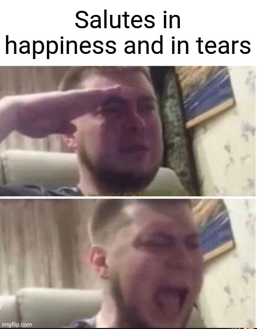 Salutes | Salutes in happiness and in tears | image tagged in crying salute,memes,meme,comments,comment,comment section | made w/ Imgflip meme maker