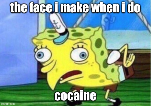 Mocking Spongebob | the face i make when i do; cocaine | image tagged in memes,mocking spongebob | made w/ Imgflip meme maker