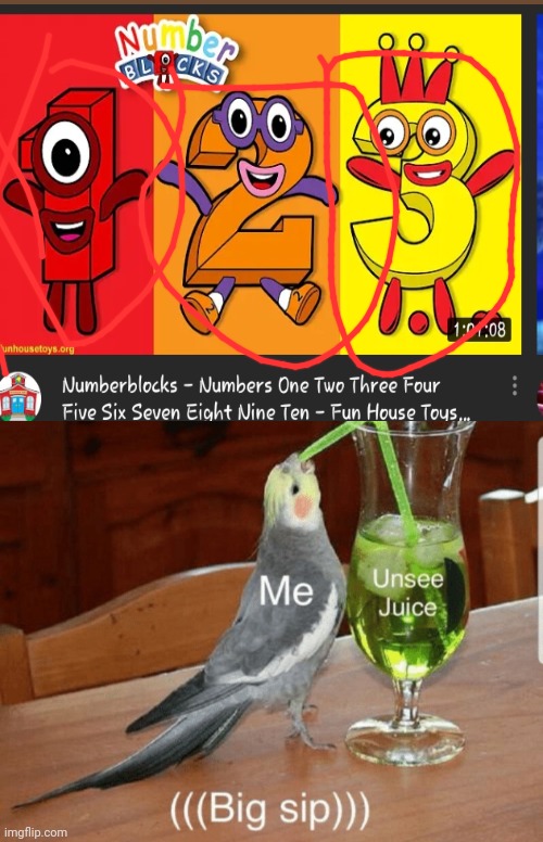 Wait a minute | image tagged in unsee juice,numberblocks,memes | made w/ Imgflip meme maker