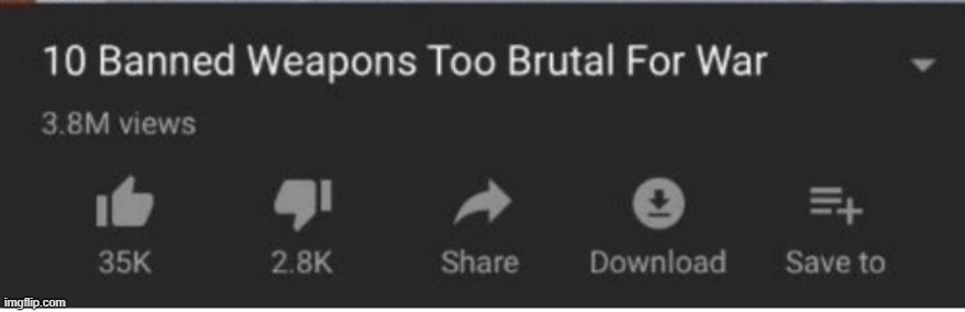 Top 10 weapons banned from war | image tagged in top 10 weapons banned from war | made w/ Imgflip meme maker