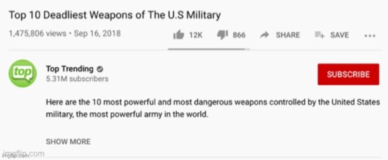10 Deadliest Weapons of The US Military | image tagged in 10 deadliest weapons of the us military | made w/ Imgflip meme maker